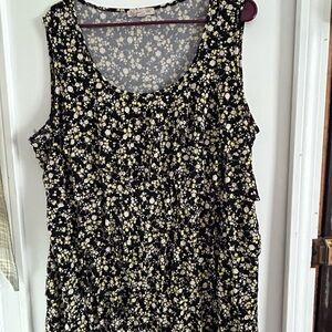 Floral Sleeveless Tiered Top - Black, Yellow and White